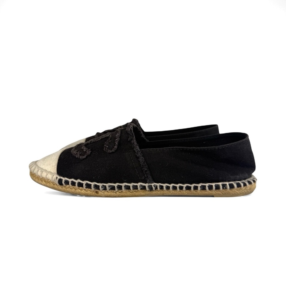 CHANEL CC :Logo Black & Beige Two Tone Espadrilles IT38 - Picture 4 of 9